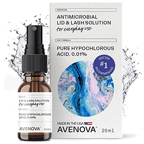 Avenova Eyelid and Eyelash Cleanser Spray - Dry Eye Relief With Pure Hypochlorous Acid, Gentle Everyday Lash Cleanser For Blepharitis Irritation and Stye Treatment, FDA Cleared Formula, 20mL (0.68oz)