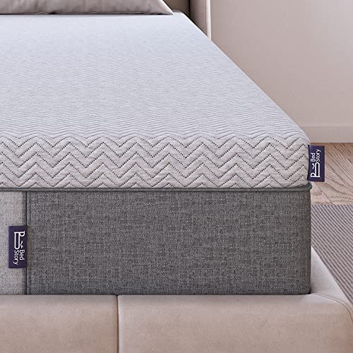 BedStory 3 Inch Memory Foam Mattress Topper Queen Size, Pain Relief Extra Firm Bed Topper, Copper / Gel / Bamboo Charcoal / Green Tea Infused Cooling Pad Skin-Friendly Cover, CertiPUR-US Certified