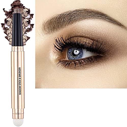 Brown Eyeshadow Stick Cream Shimmer Glitter Palette Dark Matte Single Crayon Powder Smooth Eyeshadow Pencil, Hypoallergenic Waterproof Long Lasting Eye Shadow Highlighter Stick, brown eyeshadow liner eyeliner, Multi-Dimensional Eyes Look（07 Cocoa Brown Shimmer）