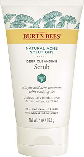 Burt's Bees Natural Acne Solutions Pore Refining Cleansing Scrub, Exfoliating Face Wash for Oily Skin, 4 Oz (Package May Vary)