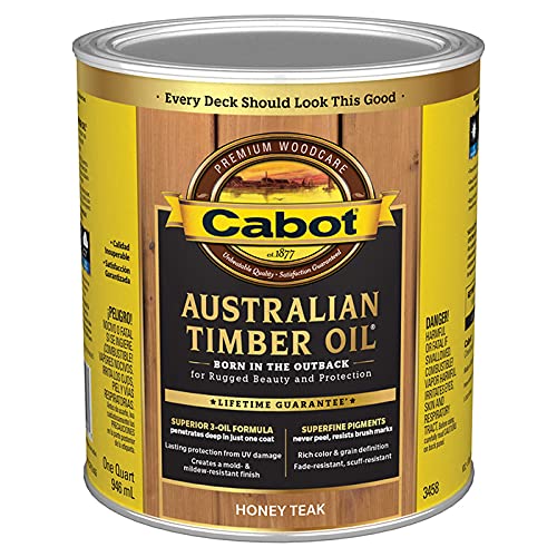 Cabot 140.0003458.005 Australian Timber Oil Stain, 1 Quart, Honey Teak