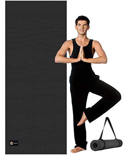 CAMBIVO Yoga Mat for Women and Men, Extra Long and Wide Exercise Mat(84" x 30" x 1/4 inch), Large Non Slip Workout Mat for Yoga, Pilates, Fitness, Barefoot Workouts, Home Gym Studio(Black)