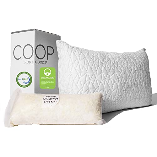 Coop Home Goods Original Loft Pillow Queen Size Bed Pillows for Sleeping - Adjustable Cross Cut Memory Foam Pillows - Medium Firm Back, Stomach and Side Sleeper Pillow - CertiPUR-US/GREENGUARD Gold