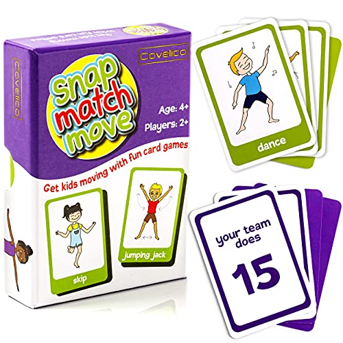 Covelico Exercise Card Games for Kids - Fun Kids Exercise Equipment and Kids Workout Equipment | Play Snap Card Game, Memory Card Game for Kids and Go Fish Card Game | Kids Exercise via Exercise Games