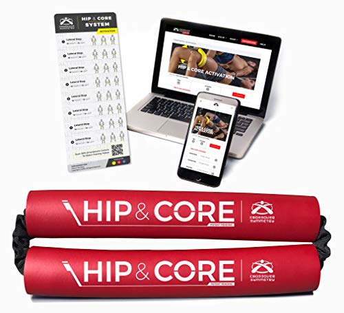 Crossover Symmetry Hip & Core System - Loop Resistance Home Workout Bands to Stretch and Strengthen Legs, Butt, Hips, Thighs and Glutes, Includes Online Exercise & Training Guide, Red/Medium