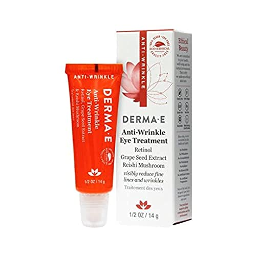 DERMA-E Anti-Wrinkle Eye Treatment – Anti-Aging Eye Cream with Retinol, Grape Seed Extract and Reishi Mushroom – Hydrating Eye Serum for Under Eye and Eyelids, 1/2 oz