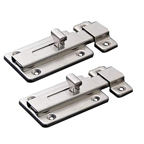 Door Bolts, 2 Pieces Stainless Steel Latch Sliding Door Lock, Surface Mounted Slide Bolt for All Types of Internal Doors