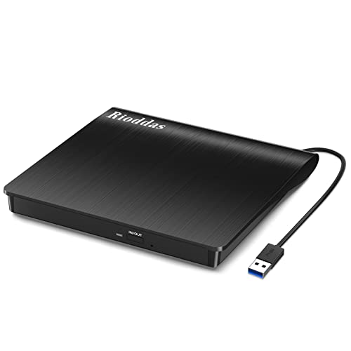 External CD Drive USB 3.0 Portable CD DVD +/-RW Drive DVD/CD ROM Rewriter Burner Writer Compatible with Laptop Desktop PC Windows Mac Pro MacBook