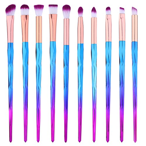 Eye Shadow Brush Set Unicorn 10Pcs Eye Makeup Brushes for Shading or Blending of Eyeshadow Cream Powder Eyebrow Highlighter Concealer Cosmetics Brush Tool