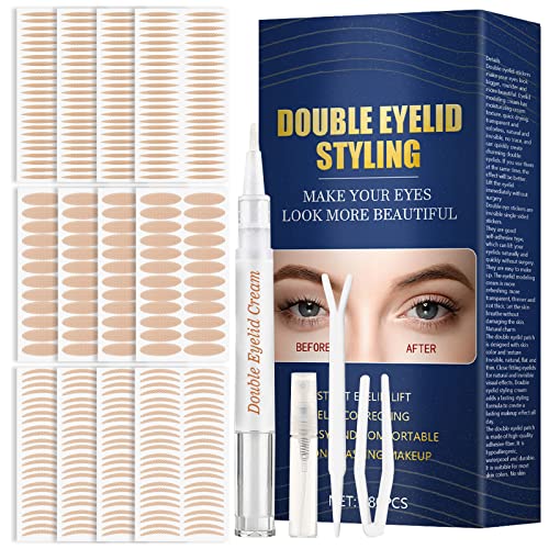 Eyelid-Tape Lids-by-Design-Eyelid-Strips Eyelid-Lifter-Strips Lids-by-Design-for-Hooded-Droopy-Uneven-Mono-Eyelids-Invisible Adhesive-Double-Eyelid-Tape-with-Fork-Rods-Cream-and-Tweezers 480Pcs