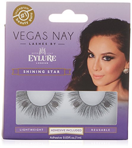 Eylure Vegas Nay Shining Star Fake Eyelashes, Adhesive Included, Reusable, 1 Pair