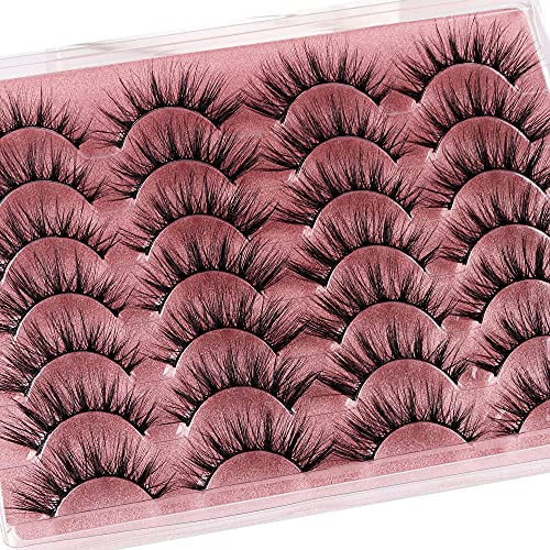 False Eyelashes Lashes Pack Wispy Fluffy Natural Mink Eye Lashes Faux Handmade Light Volume 14 Pairs Lashes Pack by zanlufly