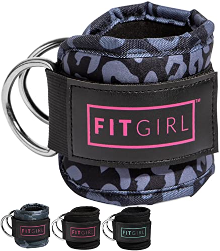 FITGIRL - Ankle Strap for Cable Machines and Resistance Bands, Work Out Cuff Attachment for Home & Gym, Booty Workouts - Kickbacks, Leg Extensions, Hip Abductors, for Women Only (Animal, Single)