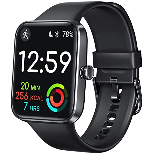 Fitness Tracker, Smart Watch [24h Accurate Health Monitor with 5ATM Waterproof] Smart Watch for Heart Rate, Blood Oxygen, Sleep, 1.7'' Touch Screen Fitness Watch for iPhone iOS Andriod, Black