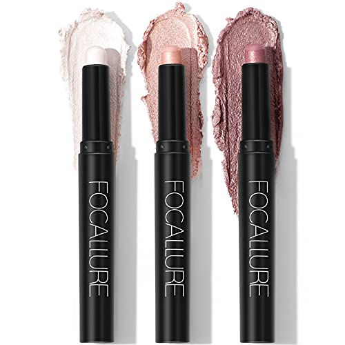 FOCALLURE (3 Pcs 2 in 1 Eyeshadow and Eyeliner Pen, Waterproof Eye Shadow Pencil, Hypoallergenic Eyeshadow, Highlighter Eye Liner, Multi-Dimensional eyes Look, FA38-11116-123