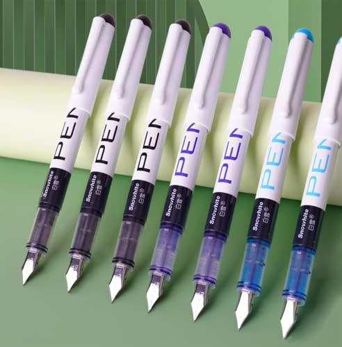 Fountain Pens for Writing EYEYE 8 Pcs 3 Black 3 Business blue 2 Pale blue Disposable Fountain Pen Set Smooth-Writing Extra Fine Nib Disposable Fountain Pens