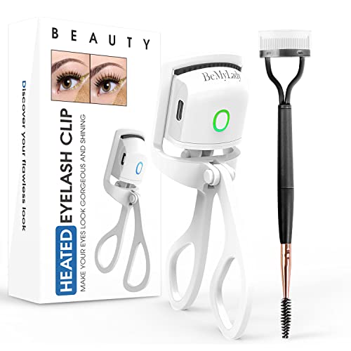 Heated Eyelash Curler 2022, BeMyLady Electric Eyelash Curler with Pad, Heated Eyelash Clip for Make Up, Professional Lash Curler for All Eye Shapes, Ideal Gift for Women Girlfriend (Pearl White)