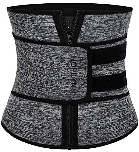 HOPLYNN Neoprene Sweat Waist Trainer Corset Trimmer Shaper Belt for Women , Workout Plus Size Waist Cincher Stomach Wraps Bands Small Grey