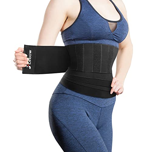 JLebow Waist Wrap Stomach Wraps for Weight-Loss - Waist Wraps for Stomach, Wrap Waist Trainer for Women, Belly Wrap to Lose Belly Fat Black