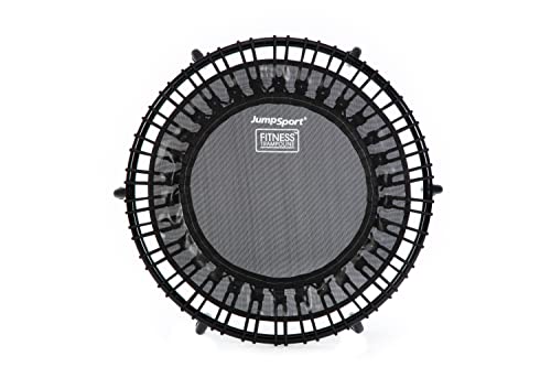 JumpSport 220 In Home Cardio Fitness Rebounder - Mini Trampoline with Premium Bungees, Workout DVD, and Online Access to Video Workouts - Safe, Sturdy and Gentle on the Body