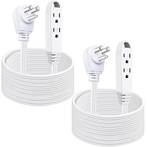 Kasonic 12-Feet 3 Outlet Extension Cord, 2 Pack, Triple Wire Grounded Multi Outlet, UL Listed 16/3 SPT-3, 13 Amp - 125V - 1625 Watts (White)