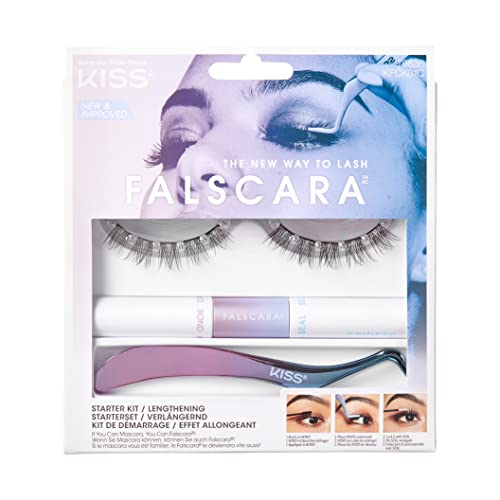 KISS Falscara D.I.Y. Lash Extension Starter Kit With 10 Eyelash Lengthening Wisps, Applicator and Bond & Seal lash adhesive