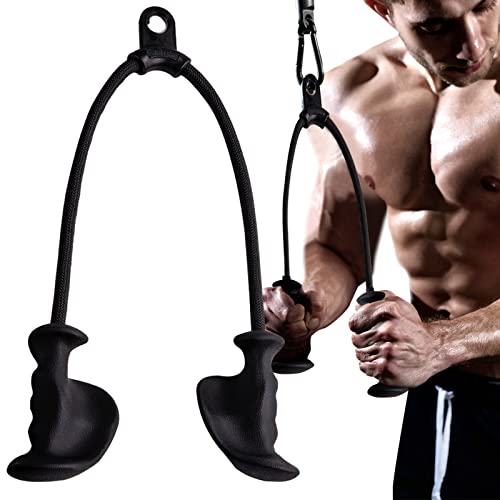 KKH Ergonomic Triceps Rope Pull Down with Anti-Slippery Natural Rubber Grip for Activating More Muscle Fibers-Gym Rope for Push Downs, Triceps Pull Downs Crunches, Facepulls (Black(Tricep Rope 36")