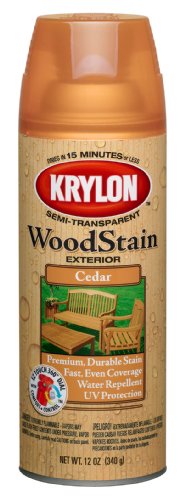 Krylon K03601000 Exterior Semi-Transparent Wood Stain, Cedar, 12 Ounce