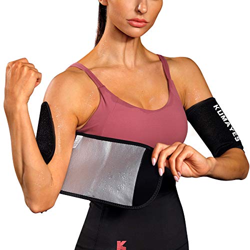 KUMAYES Sauna Arm Trimmer Bands for Women& Men Weight Sweat Arm Slimmer Wraps (Black)