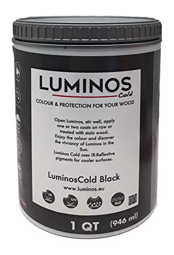 Luminos Cold - LUM1150 - Cold Black - Outdoor Wood Finish Stain Protector IR Reflective - Black 1QT