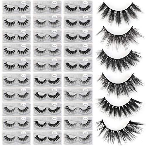 MAGEFY 30 Pairs 6 Styles Faux Mink Eyelashes, 16mm-20mm Lashes Natural Look to Dramatic False Eyelashes, Handmade Reusable Fake Eyelashes with Portable Boxes