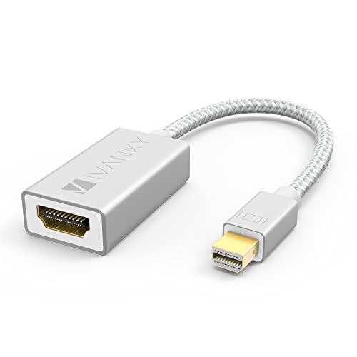 Mini DisplayPort to HDMI Adapter [Super Slim, Aluminum Shell, Nylon Braided] - iVanky Mini DP to HDMI Adapter for MacBook Air/Pro, Microsoft Surface Pro/Dock, Monitor, Projector and More - Silver