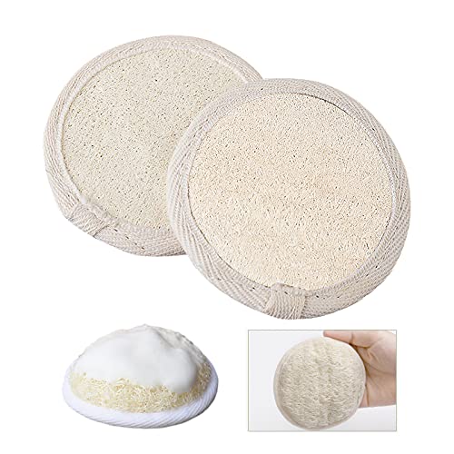 Natural Loofah Pads, Face Exfoliator Pad Scrubber Handheld Luffa Pad Sponges Suitable for Bathing, Showering, spa Facial Cleansing Available for Men and Women (2pcs)