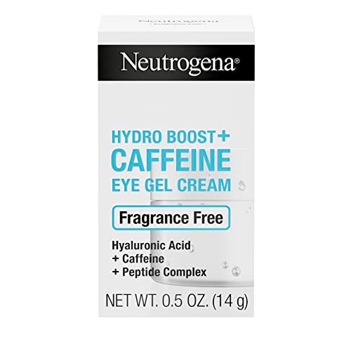 Neutrogena Hydro Boost+ Caffeine Eye Gel Cream, Fragrance-Free Cream with Hyaluronic Acid, Caffeine & Peptide Complex to Reduce the Look of Dark Circles, Fine Lines & Puffiness, 0.5 oz