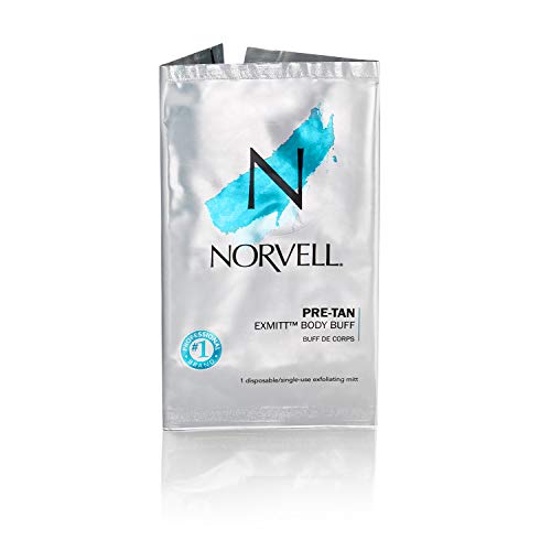 Norvell Pre Sunless Tan Body Buff eXmitt - Exfoliate, Prime and pH Balance, 1 Disposable/Single-Use Exfoliating Mitt for use before Self Tanner