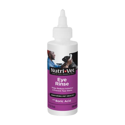 Nutri-Vet Eye Rinse for Dogs | Gentle Formula to Soothe Irritated Eyes and Prevent Tear Stains | 4 Ounces