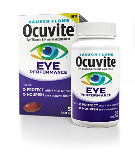 Ocuvite Eye Vitamin & Mineral Supplement, Contains Zinc, Vitamins C, D, E, Omega 3, Lutein & Zeaxanthin, 50 Count