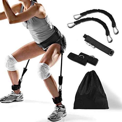 Odowalker Basketbal Vertical Jump Trainer Resistance Bands Set Bounce Trainer 50 Pounds Training Device Leg Strength and Speed Agility Training Strap Taekwondo Kungfu Fitness Exercise Bands