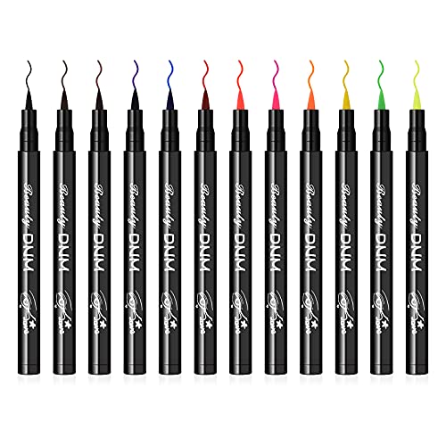 Ownest 12 Colors Liquid Eyeliner Set, Matte Liquid Eyeliner Colorful Eye Liner Pen Neon Eyeliner Makeup,Waterproof Smudge-Proof Smooth Eyeliner Pen