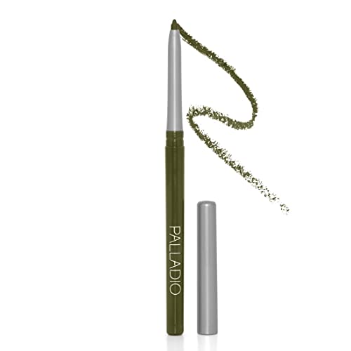 Palladio Retractable Waterproof Eyeliner, Richly Pigmented Color and Creamy, Slip Twist Up Pencil Eye Liner, Smudge Proof Long Lasting Application, All Day Wear, No Sharpener Required, Olive