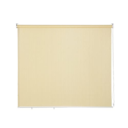 PHI VILLA Patio Shades Roll Up Outdoor Sun Shade Roller 8ft Width by 8ft Height,Wheat