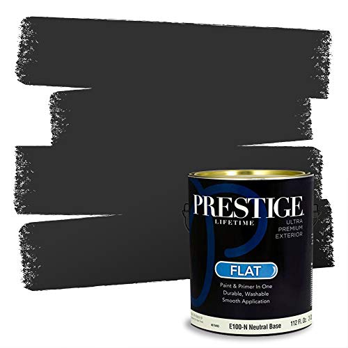 PRESTIGE Paints E100-N-SW6991 Exterior Paint and Primer in One, 1-Gallon, Flat, Comparable Match of Sherwin Williams Black Magic, 1 Gallon, SW239-Black