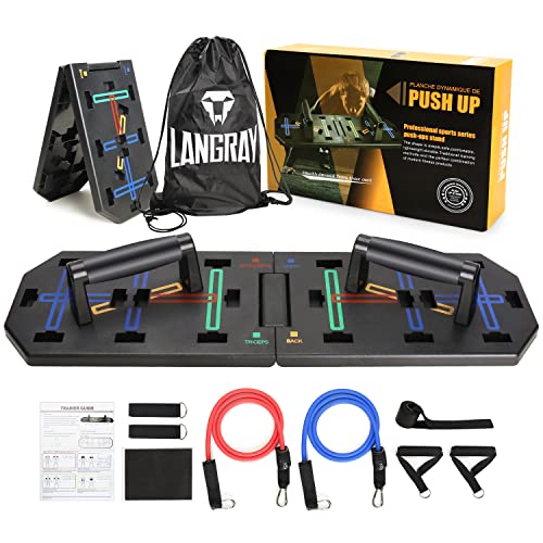 Push Up Board, Enhanced Multi-function Foldable Push Up Bar with Resistance Bands, Portable Strength Training Equipment, Push Up Handles for Perfect Pushups, Professional Push Up Workout Equipment for Home Gym, Home Fitness for Men and Women