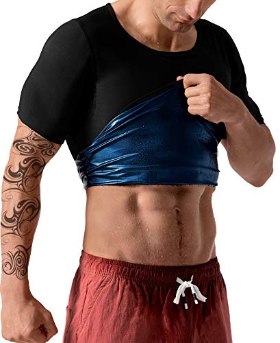 QZSH Men Sauna Shirt Sweat Suit Slimming Vest Workout Tank Top Waist Trainer Shaper(BH6004-01-M)