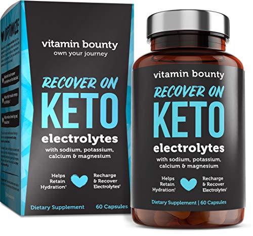 Recover On Keto Electrolytes Capsules, Sugar Free Hydration, Boost Energy with Magnesium, Potassium, Sodium, Calcium, Ketogenic Carb and Sugar Free Workout Recovery, 60 Electrolyte Capsules