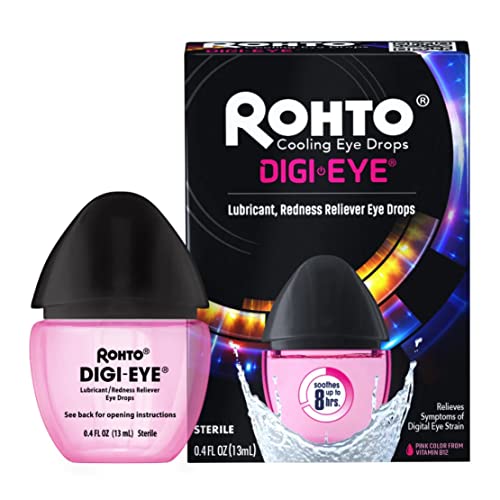 Rohto Digi-Eye Cooling Eye Drops for Digital Eye Strain, 0.4 Fl Oz (Pack of 2)