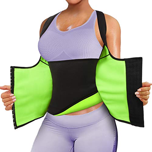 Rolewpy Women Neoprene Waist Trainer Corset Sweat Vest Sauna Body Shaper Cincher Workout Tank Top (Black Sauna Vest, Small （US 4-8）)