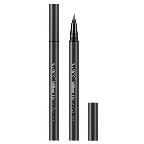 RUSICA 2 Count Waterproof Liquid Eyeliner Ultra-Fine Felt Tip Smudge Resistant Eye Makeup Stylist, Black, 0.3 Fl. Oz