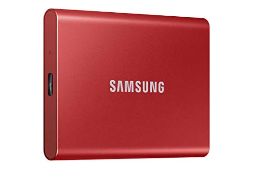 SAMSUNG T7 1TB, Portable SSD, up to 1050MB/s, USB 3.2 Gen2, Gaming, Students & Professionals, External Solid State Drive (MU-PC1T0R/AM), Red