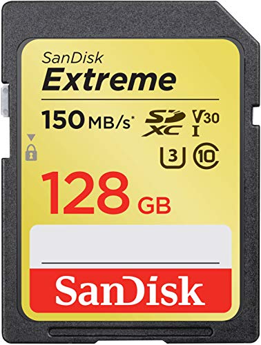 SanDisk 128GB Extreme SDXC UHS-I Memory Card - 150MB/s, C10, U3, V30, 4K UHD, SD Card - SDSDXV5-128G-GNCIN